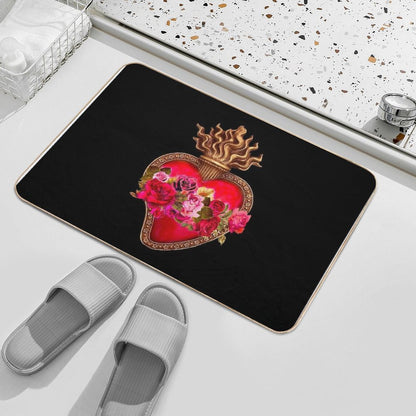 Red Immaculate Heart - Sacred Heart Bath Mat