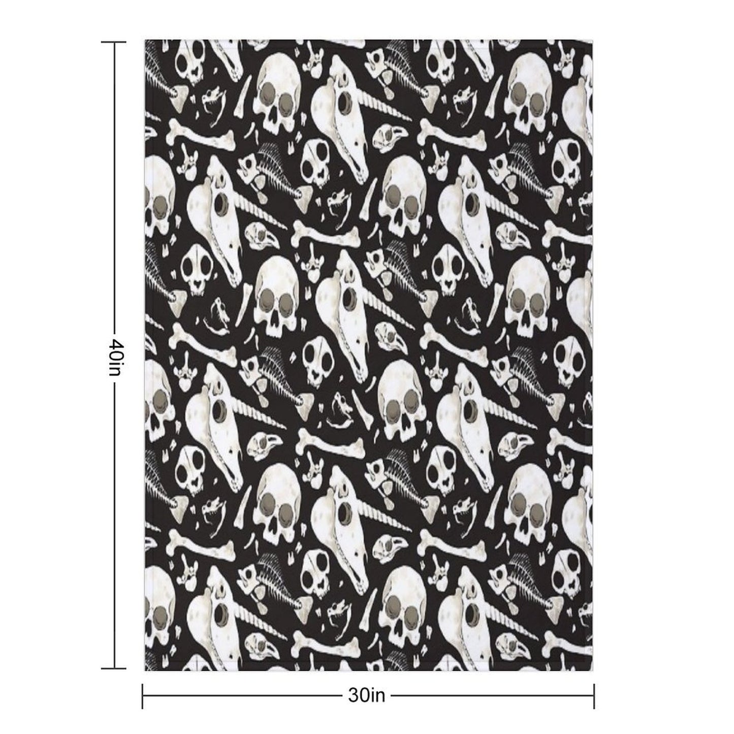 Black Skulls And Bones - Wunderkammer Throw Blanket