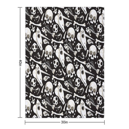 Black Skulls And Bones - Wunderkammer Throw Blanket