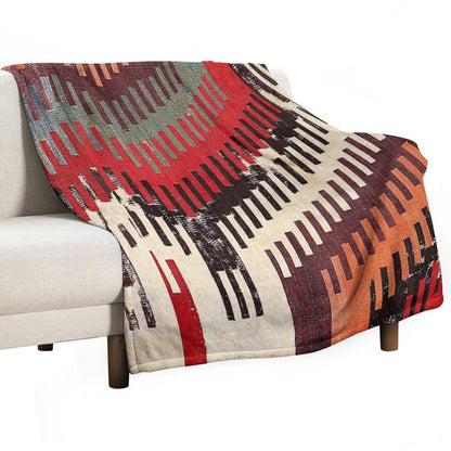 Afyon Central Anatolian Kilim Fragment Print Throw Blanket