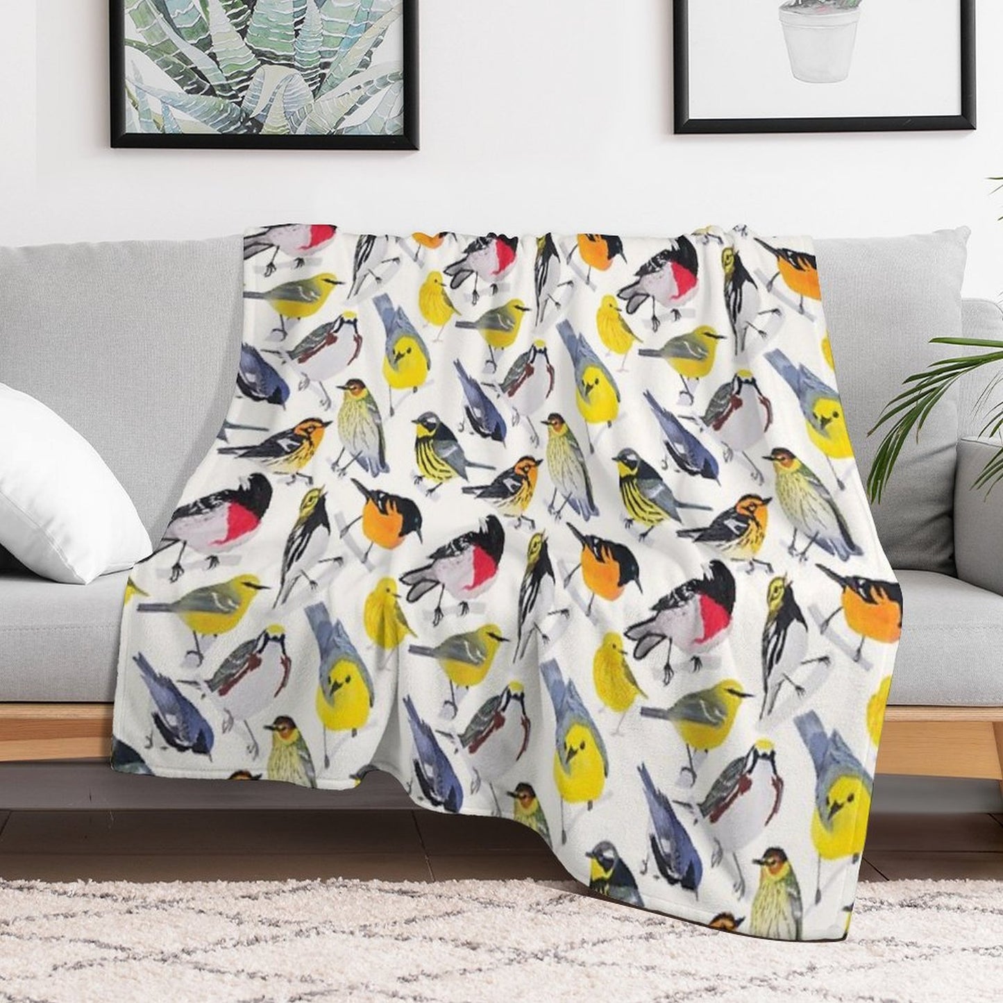 Springtime Birds Throw Blanket