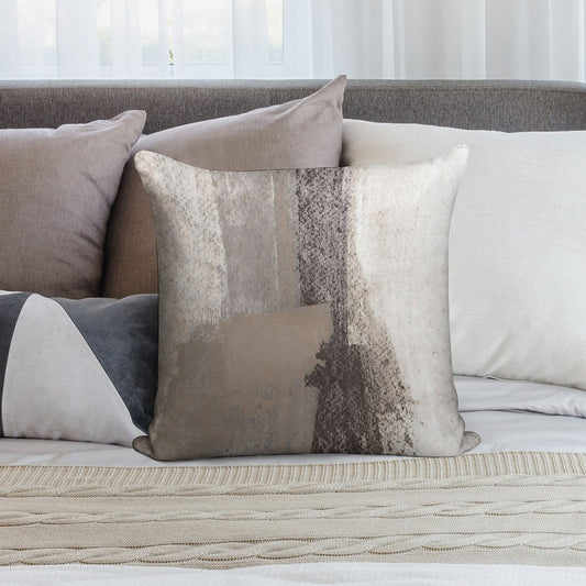 Taupe And Charcoal Grey Modern Abstract Painting Soft High-Density Material Throw Pillow