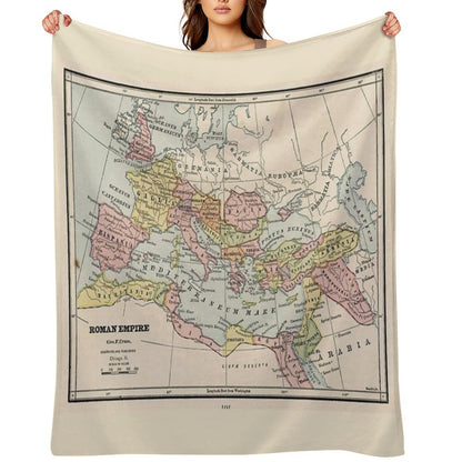 Vintage Map of The Roman Empire Throw Blanket