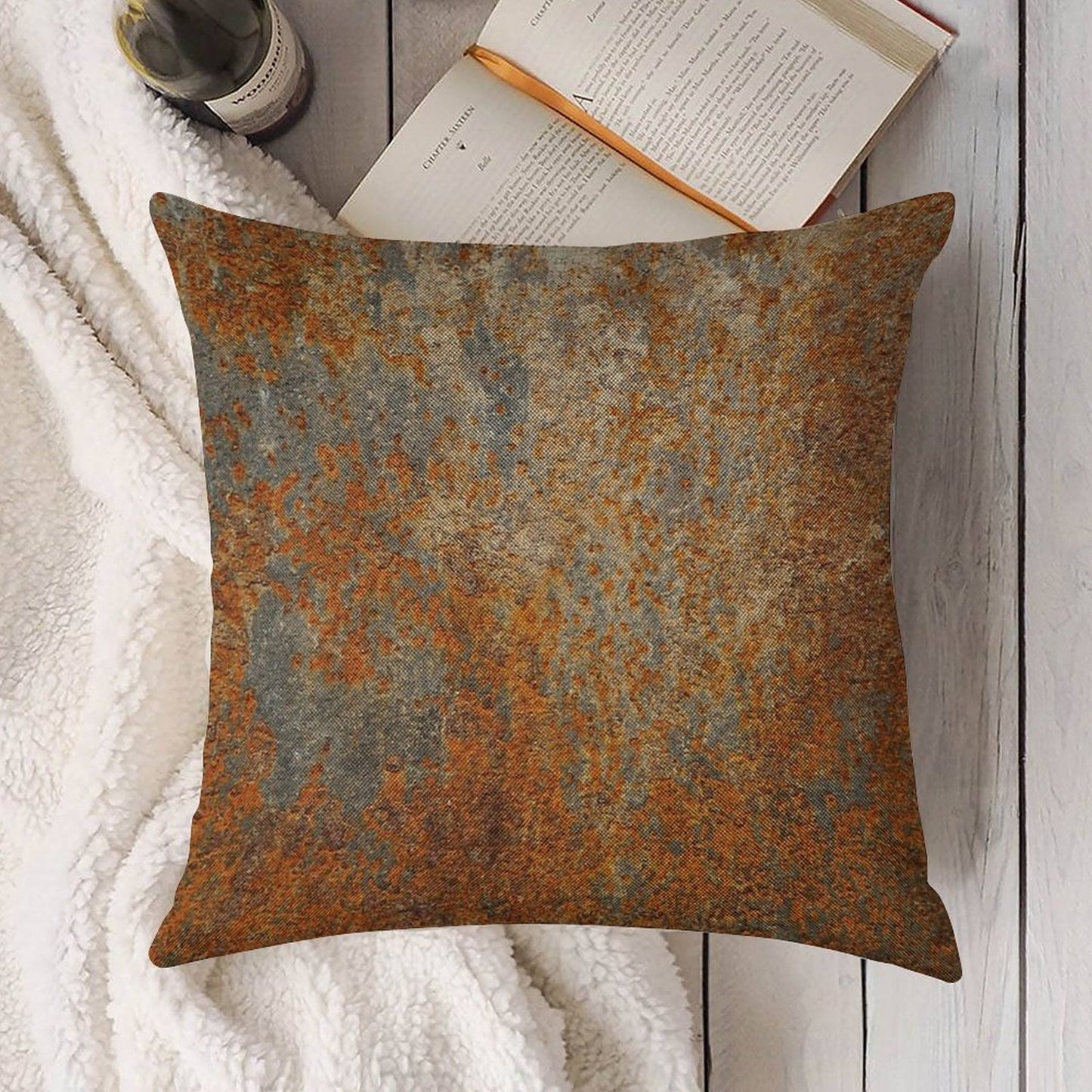 Rust Rusty Texture Linen Throw Pillow Cover