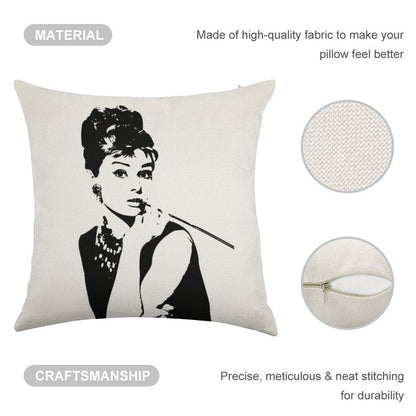 Audrey Hepburn - An Icon Linen Throw Pillow Cover