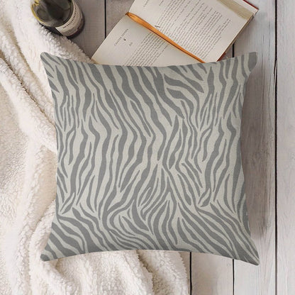 Stylish Grey Zebra Print Linen Throw Pillow Cover