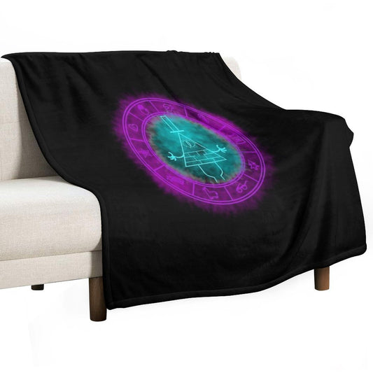 Bill Cipher Symbol Bluegreenpurple Throw Blanket
