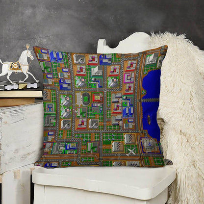 SimCity 1 No Logo Sim City Zoom - HD Linen Throw Pillow Cover
