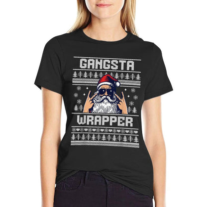Gangsta Wrapper - Funny Santa Claus Ugly Christmas Sweater  Durable T-Shirt