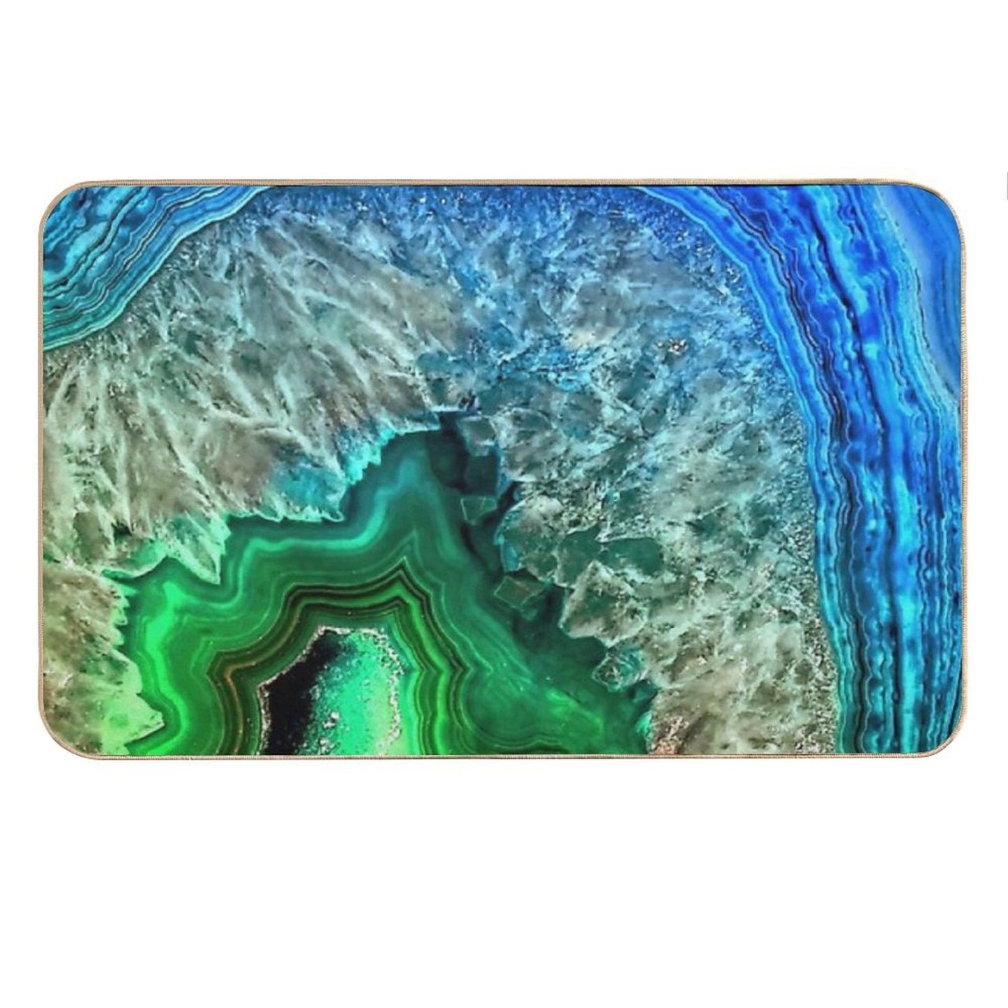Green And Blue Faux Agate Mineral Gemstone Bath Mat