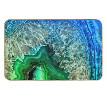 Green And Blue Faux Agate Mineral Gemstone Bath Mat