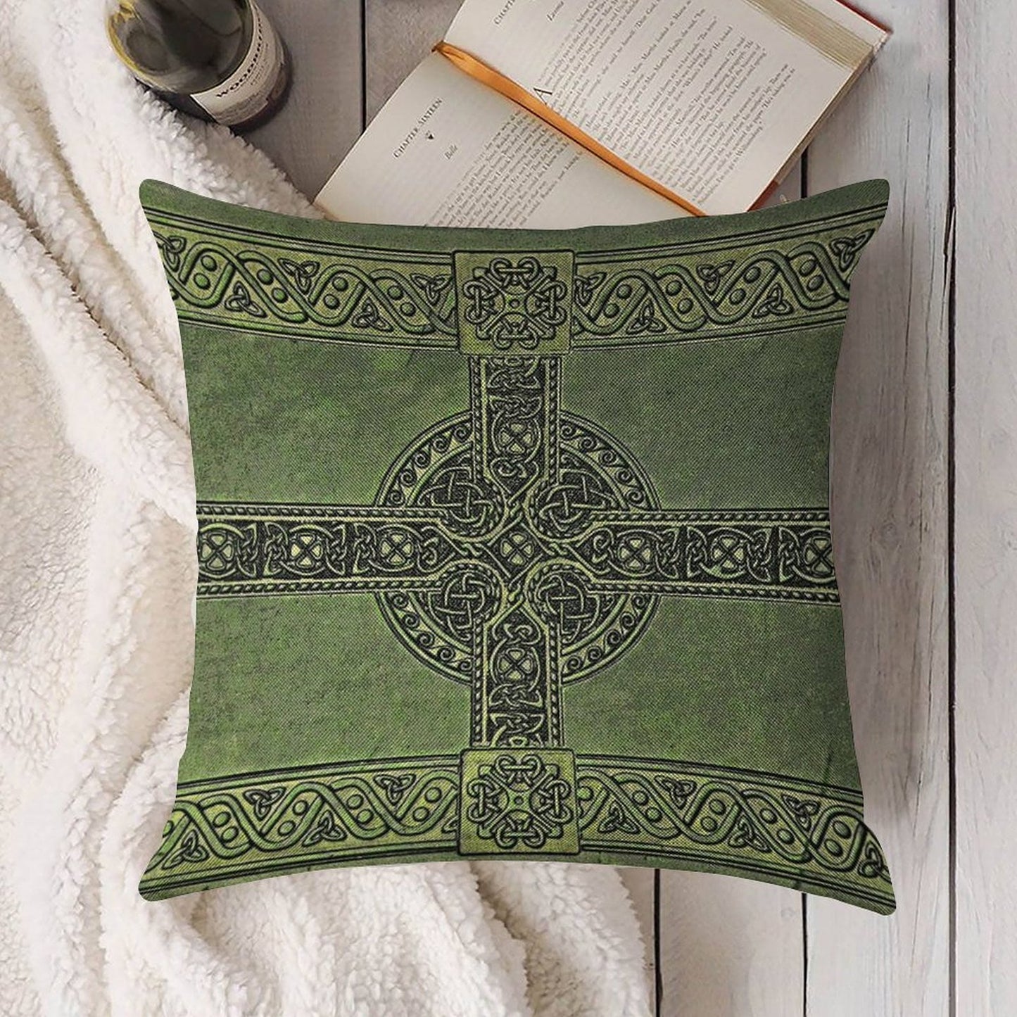 Celtic Knotwork Linen Throw Pillow Cover