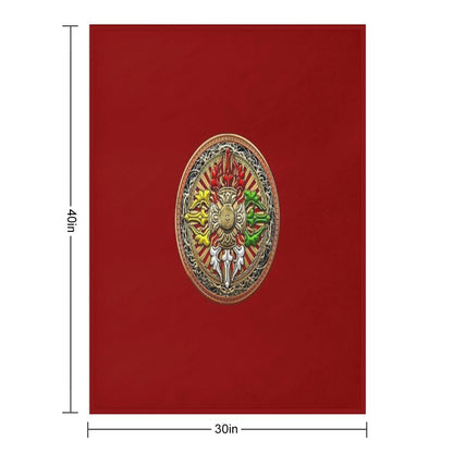 Tibetan Double Dorje Mandala - Double Vajra Throw Blanket
