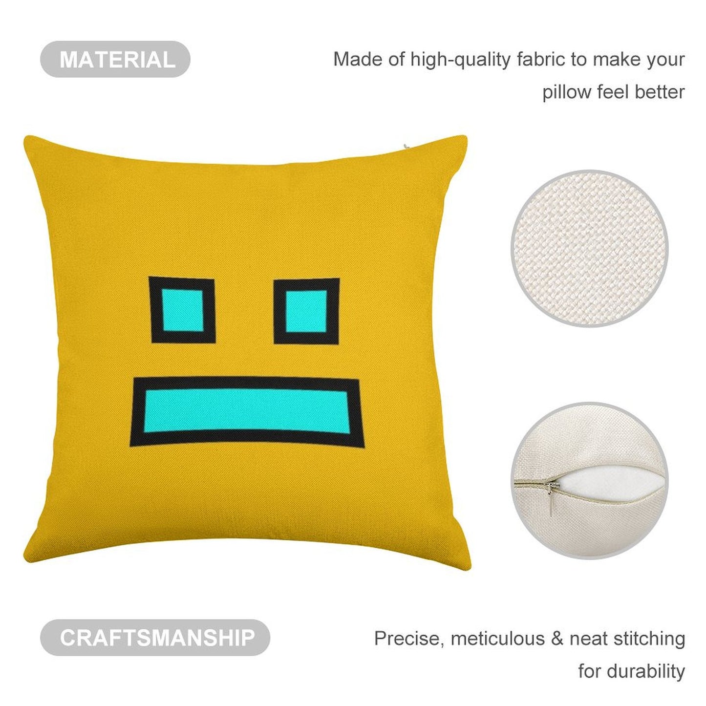 Geometry Dash Linen Throw Pillow Cover