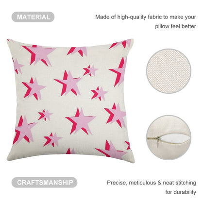 Pink And Red Vsco Star Pattern Linen Throw Pillow Cover