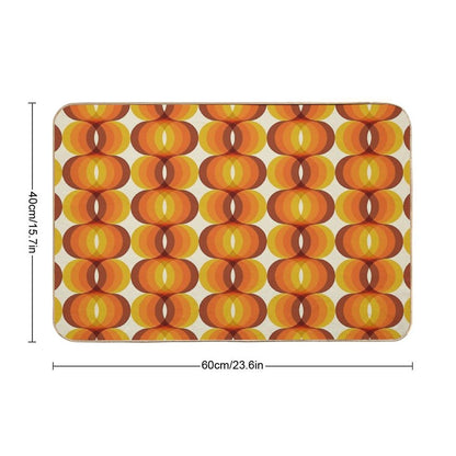 Orange, Brown, And Ivory Retro 1960s Wavy Pattern Bath Mat