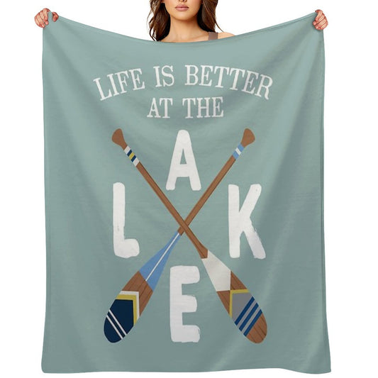 Life Is Better At The LAKE Painted Paddles Throw Blanket