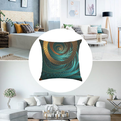 Beautiful Corded Leather Turquoise Fractal Bangles Linen Throw Pillow Cover