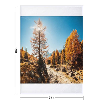 Autumn Trekking in The Alpine Pusteria Valley Throw Blanket
