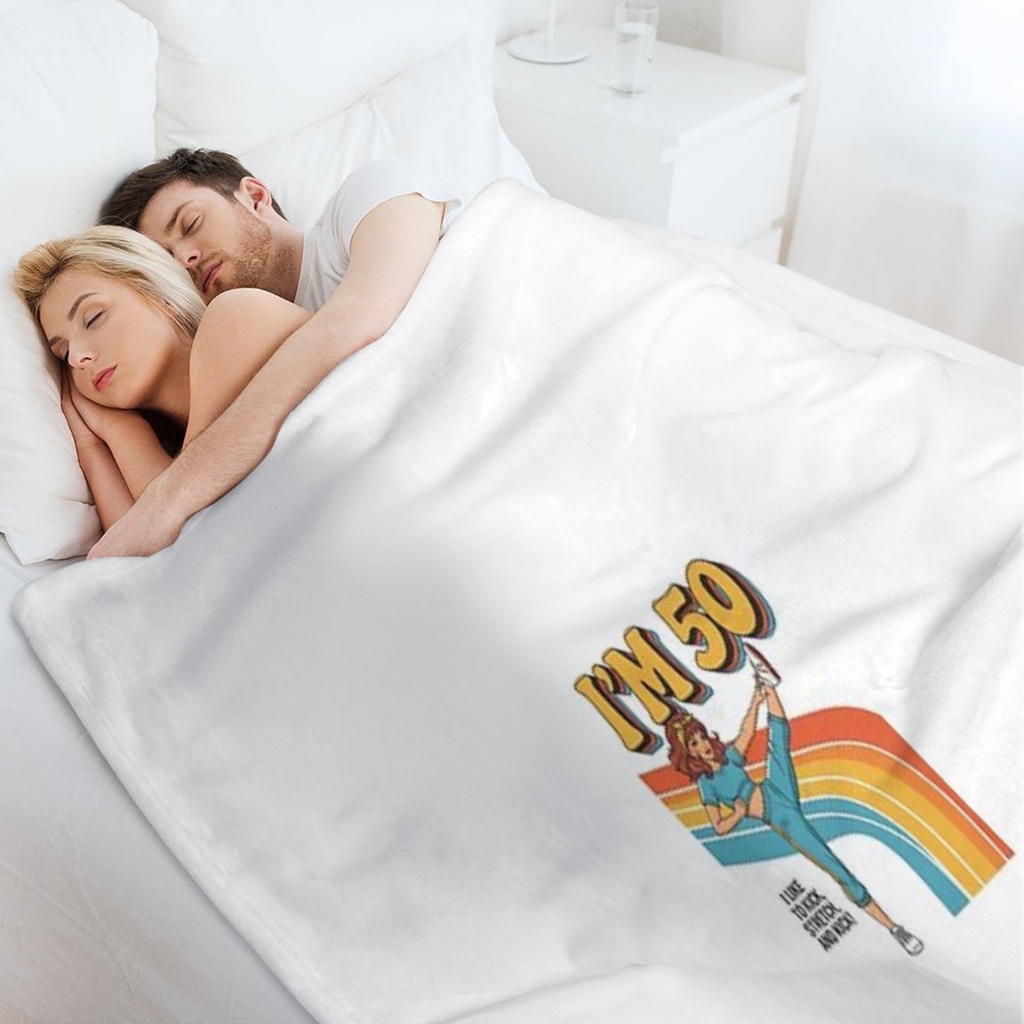 I'm 50 I Like to Kick, Streth, And Kick! Funny 50 Years Old Throw Blanket