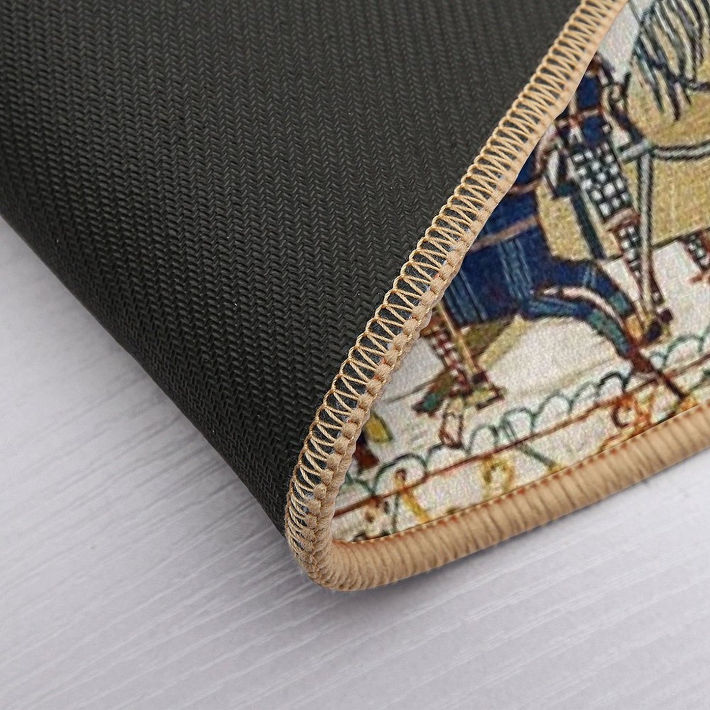 THE BAYEUX TAPESTRY ,BATTLE OF HASTINGS ,NORMAN KNIGHTS HORSEBACK, ARCHERS AND VIKING SHIPS Bath Mat