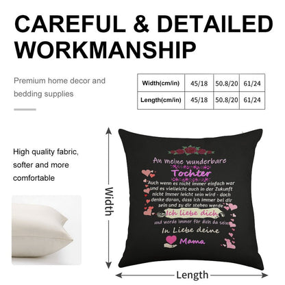 Wonderful Daughter-mother Saying Linen Throw Pillow Cover