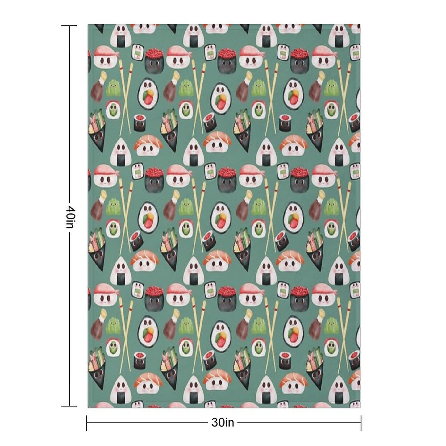 Kawaii Sushi Squad – Cute Japanese Food Illustration Throw Blanket
