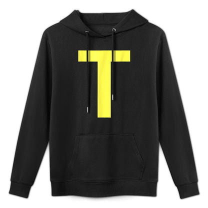 Letter T in Yellow on Green Costume Halloween Party Customizable Surface Hoodie