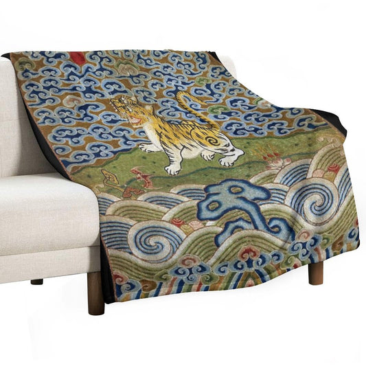 Chinese Tiger - Rank Badge Throw Blanket