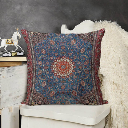 Sarouk Antique Persian Rug Print Linen Throw Pillow Cover