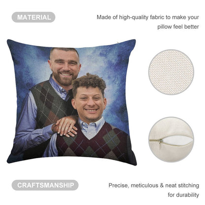 Kelce And Mahomes Stepbrothers Linen Throw Pillow Cover