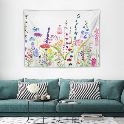 Hand Painted Colorful Wild Flower Field Tapestry