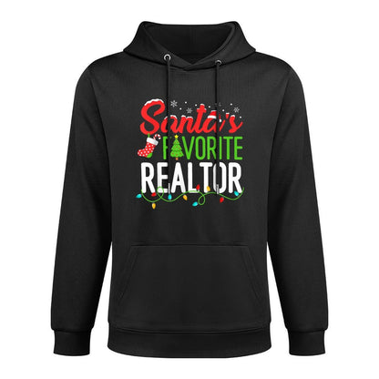 Santas Favorite Realtor Christmas Real Estate Agent Funny Medium-Weight Fabric Hoodie