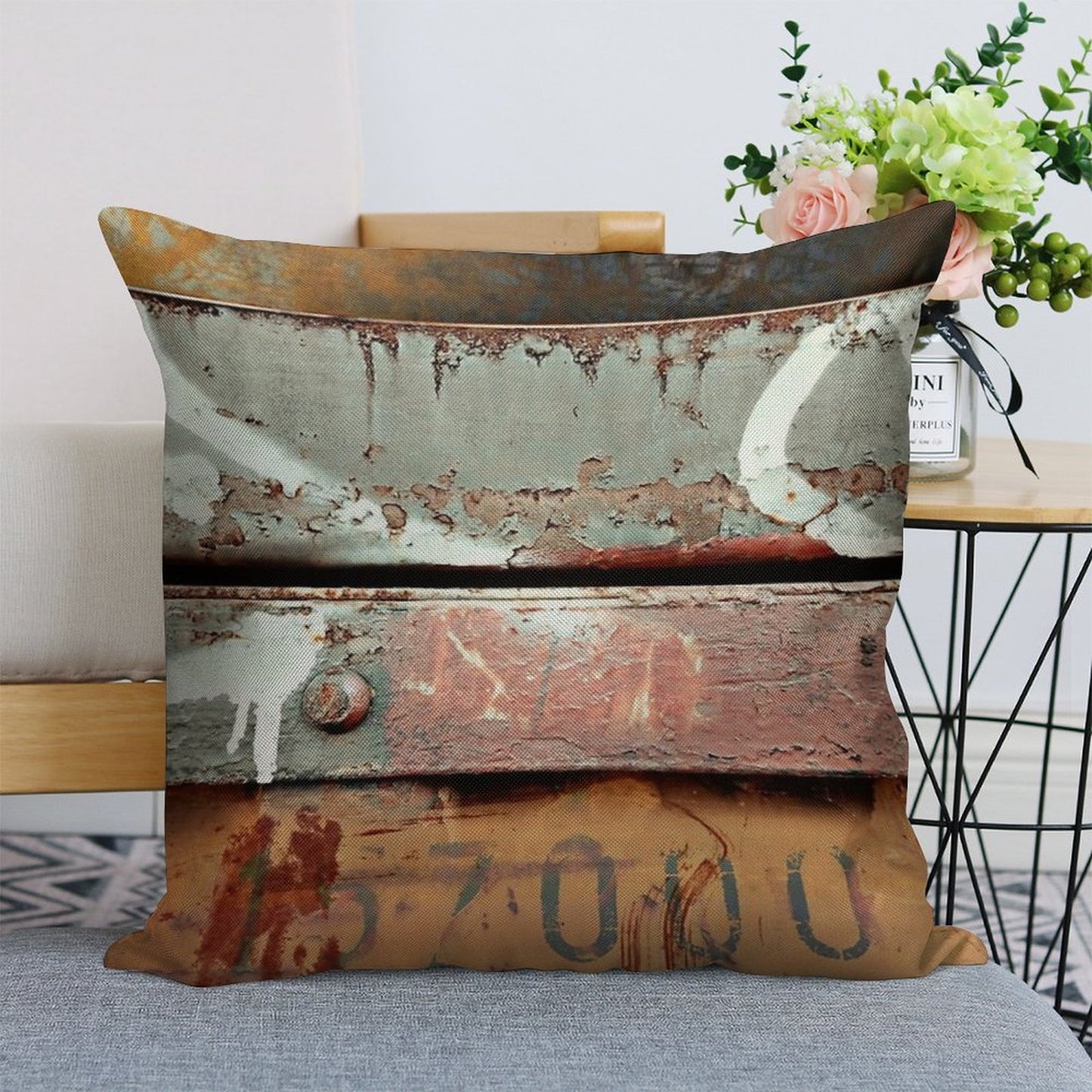 Industrial Grunge Linen Throw Pillow Cover