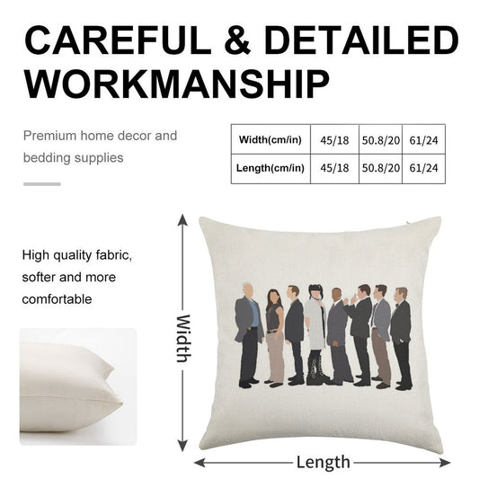 NCIS Cast Drawing Linen Throw Pillow Cover