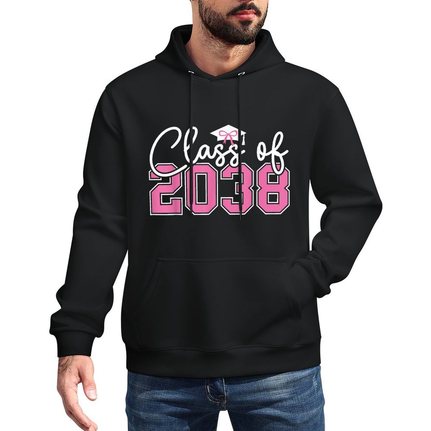 Class of 2038 Grow With Me Kindergarten Pink Coquette Bow Shrink-Resistant Hoodie