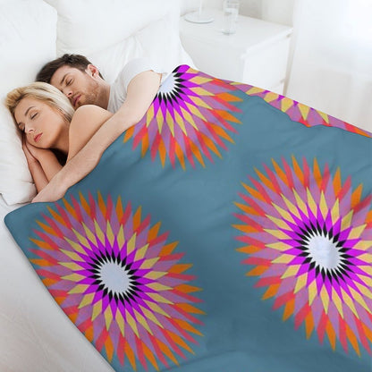 Psychedelic Geometric Flower Mandala Throw Blanket