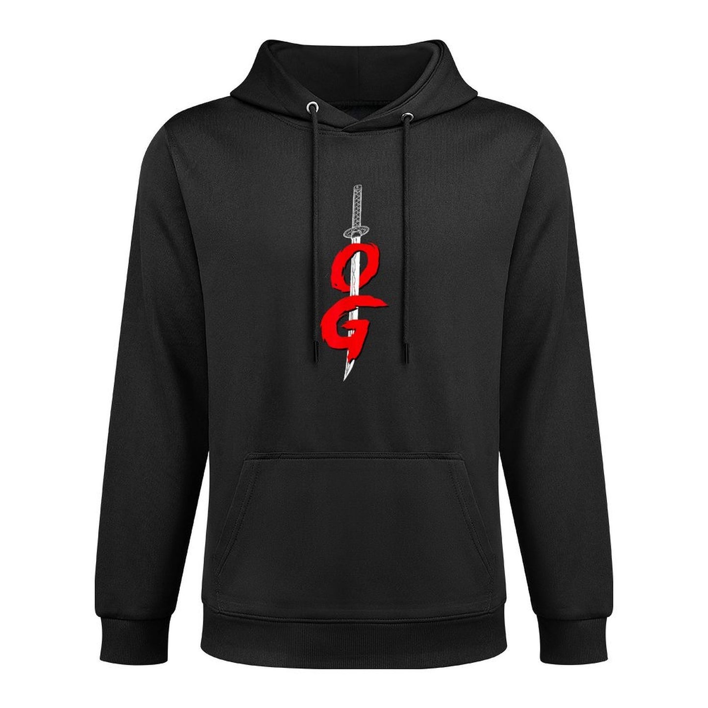 OG Sword Graphic  Bold Red Brush Style Design Relaxed Fit Hoodie