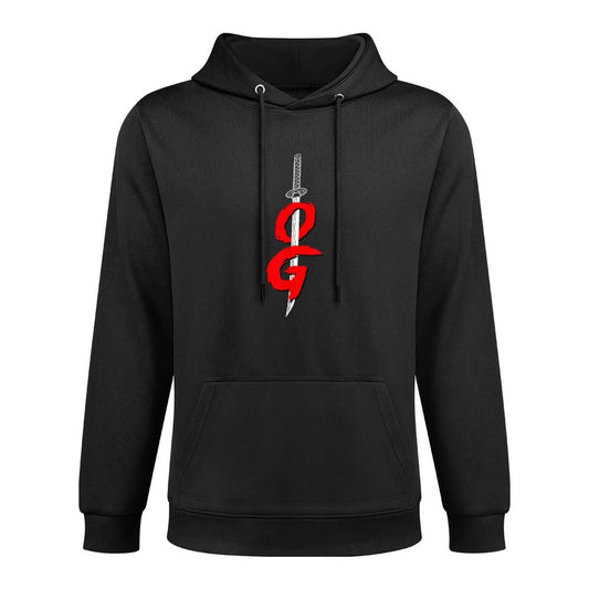 OG Sword Graphic  Bold Red Brush Style Design Relaxed Fit Hoodie