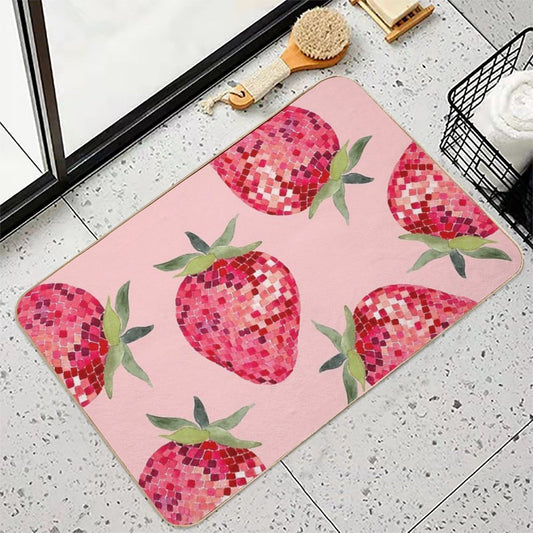 Disco Ball Strawberry  Anti-Trip Bath Mat