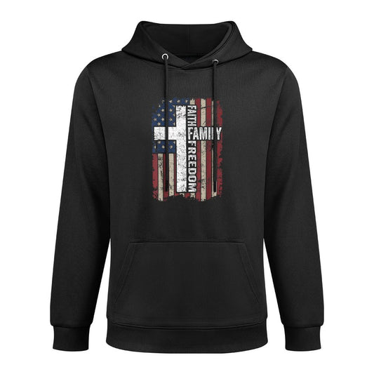 Faith Family Freedom - Patriotic Christian Vintage USA Pilling-Resistant Hoodie