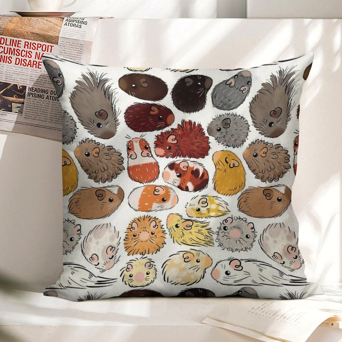 Guinea Pig Gradient Linen Throw Pillow Cover