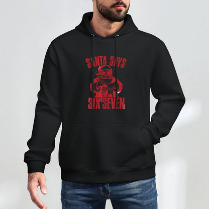Funny Santa Says Six Seven Christmas 67 Meme Xmas Boys Girls Machine Washable Hoodie