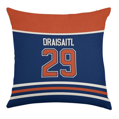 Edmonton Oilers Leon Draisaitl Home Jersey Back Phone Case Linen Throw Pillow Cover