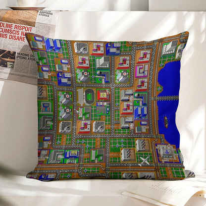 SimCity 1 No Logo Sim City Zoom - HD Linen Throw Pillow Cover