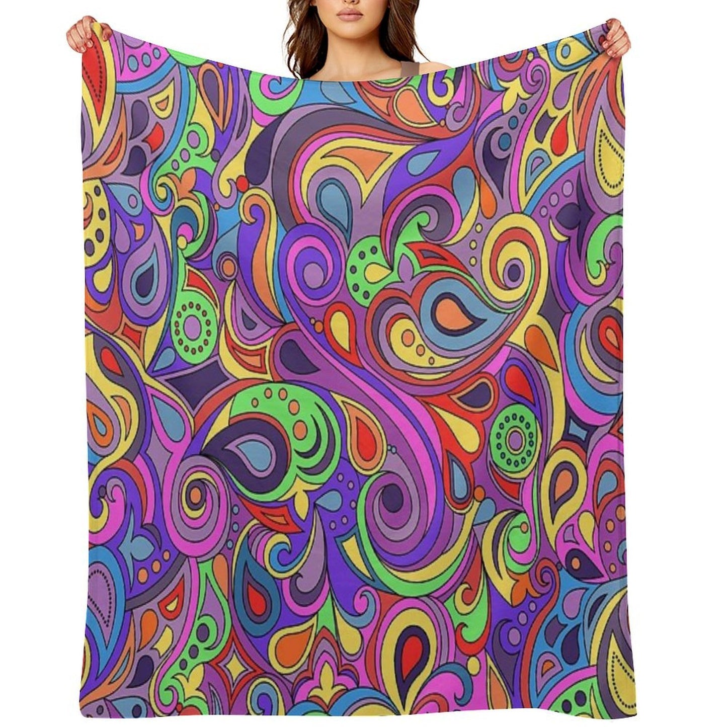 Groovy Psychedelic Hippy Paisley Pattern Throw Blanket
