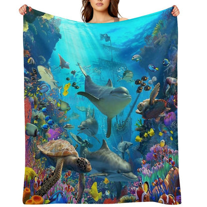 Dolphin Playground Throw Blanket