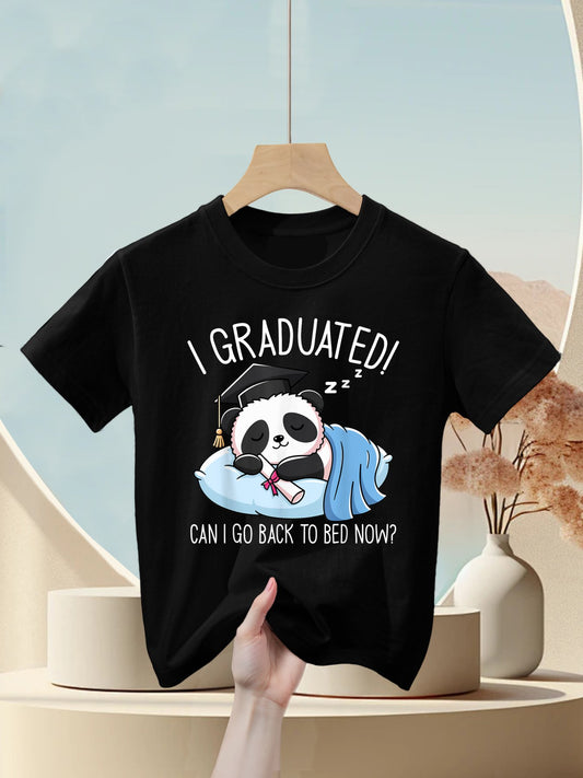 Graduation Funny I Graduated Can I Go Back To Bed Now Kids T-Shirt