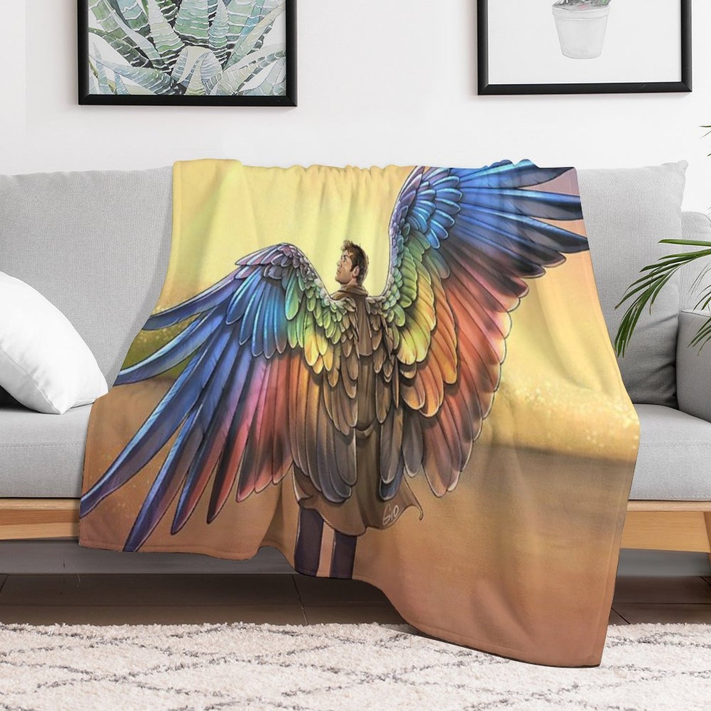 Rainbow Angel Throw Blanket
