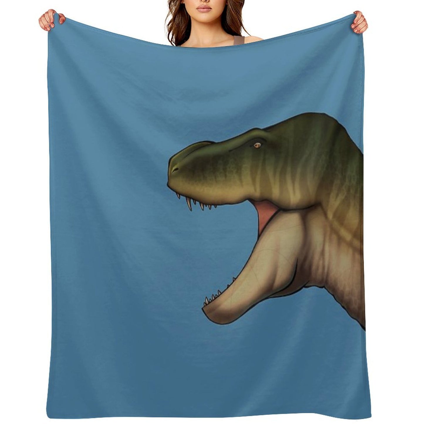 Trex Head, Dinosaur Color Drawing Throw Blanket